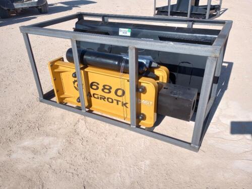 Unused Agrotk 680 Hydraulic Hammer (Skid Steer Attachment)