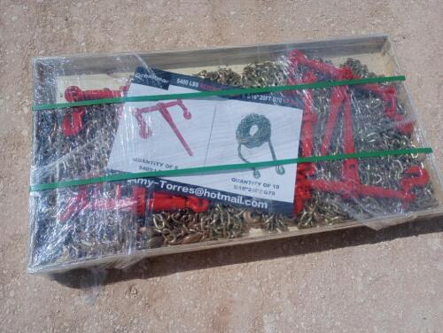 (5) Unused Greatbear Ratchet Binders and (10) 5/16'' 20ft Chains