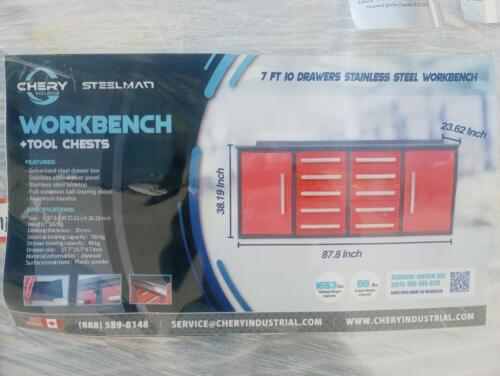 Unused Steelman 7Ft (10) Drawers Stainless Steel Workbench