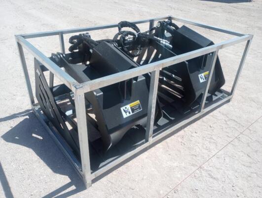 Unused 72" Double Hydraulic Cylinder Rock & Brush Grapple Bucket
