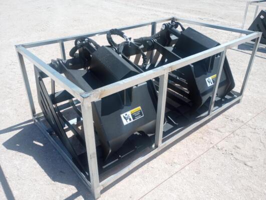 Unused 72" Double Hydraulic Cylinder Rock & Brush Grapple Bucket