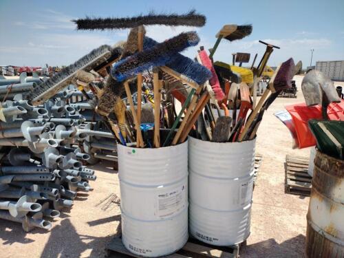 Lot of Misc Shop Brooms/Shovels and Rakes