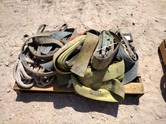 Pallet of Misc Lifting Slings, Ratchet Straps