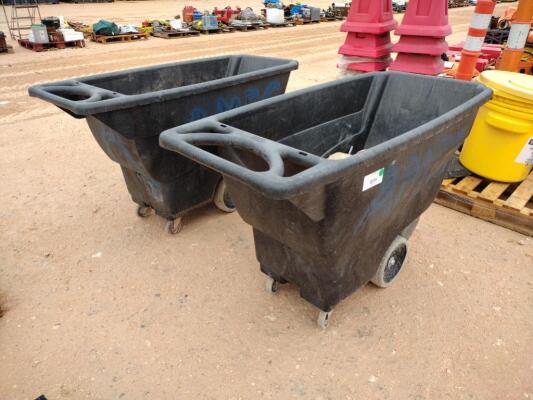 (2) Plastic Trash Hoppers w/Misc Items
