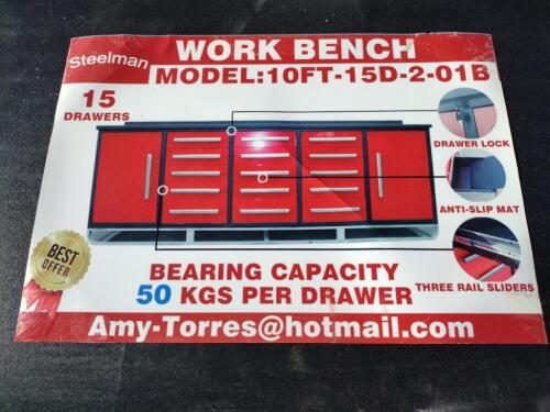 Unused Steelman 10Ft (15) Drawers Workbench