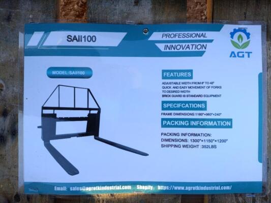 Unused AGT SAII100 Pallet Forks (Skid Steer Attachment)