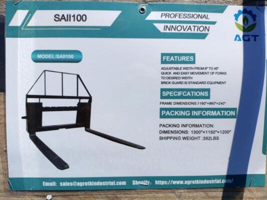 Unused AGT SAII100 Pallet Forks (Skid Steer Attachment)