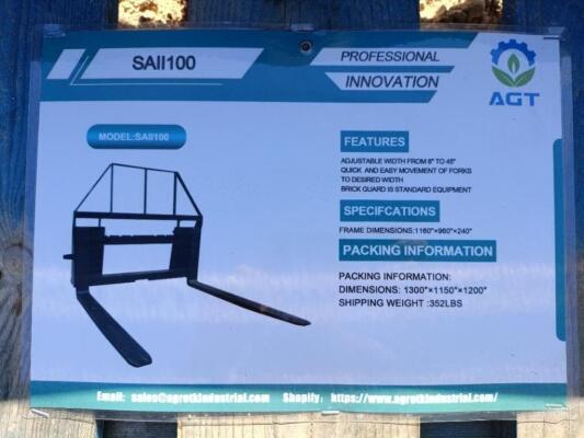 Unused AGT SAII100 Pallet Forks (Skid Steer Attachment)