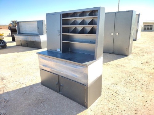 Unused 62'' Work Bench Cabinet w/Storage Bins