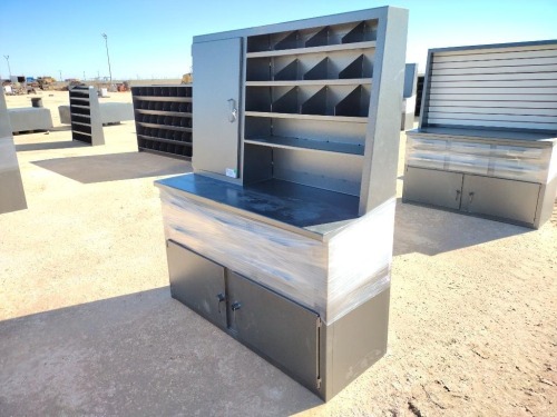 Unused 62'' Work Bench Cabinet w/Storage Bins