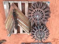 Pallet with Rotary Hoe Wheels + Shanks