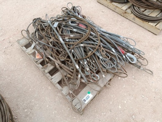 Pallet of Misc Whip Check Safety Cable, Misc Wire Rope Choker Slings