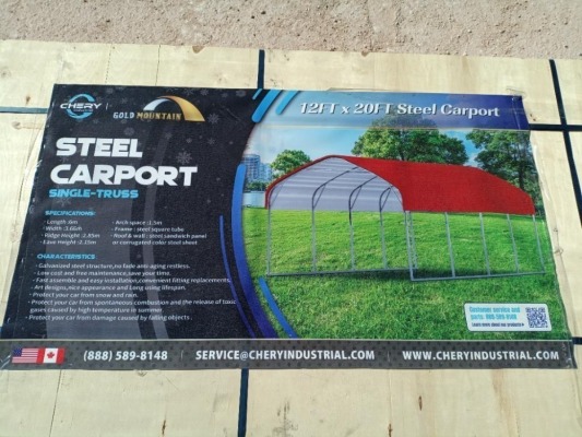 Unused Chery 12ft x 20ft Steel Carport