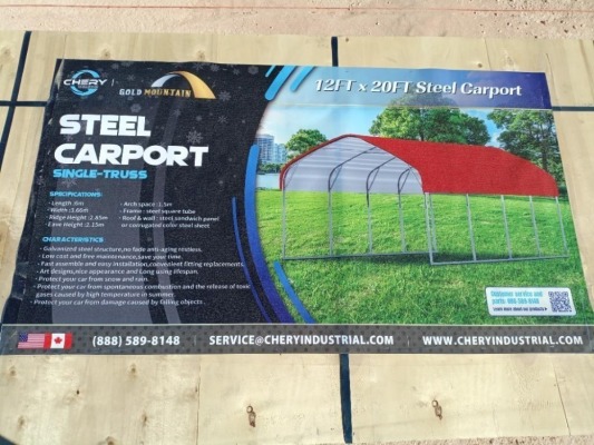 Unused Chery 12ft x 20ft Steel Carport