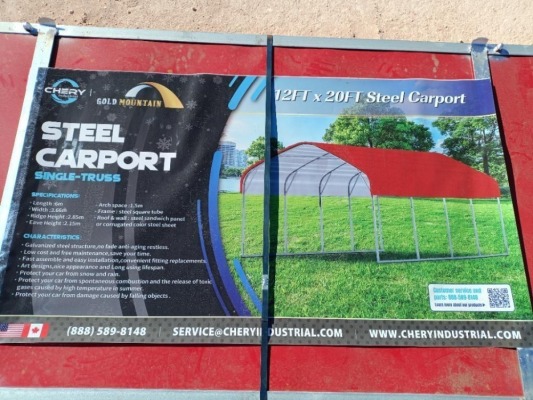 Unused Chery 12ft x 20ft Steel Carport