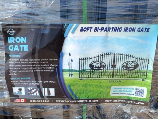 (6 Sets) Unused Chery 20ft Bi-Parting Iron Gate
