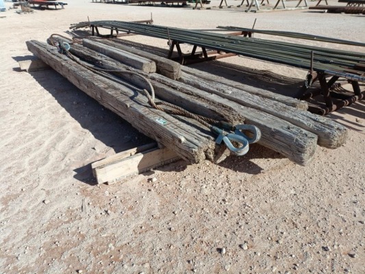 (7) 10 X 8'' Wooden Beams, 1 1/2'' Cables
