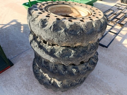 (4) Solid Rubber Telehandler Wheels 13.00-24