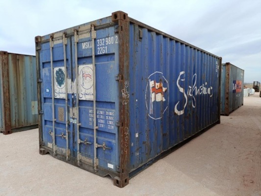 20Ft Shipping Container w/(7) Porta Potties
