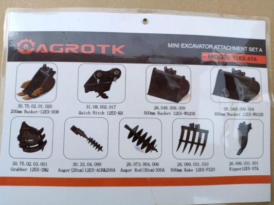 Unused AGT 12EX-ATA Mini Excavator Attachment Set