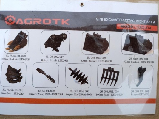 Unused AGT 12EX-ATA Mini Excavator Attachment Set