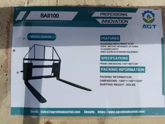 Unused AGT SAII100 Pallet Forks (Skid Steer Attachment)