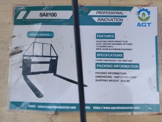 Unused AGT SAII100 Pallet Forks (Skid Steer Attachment)