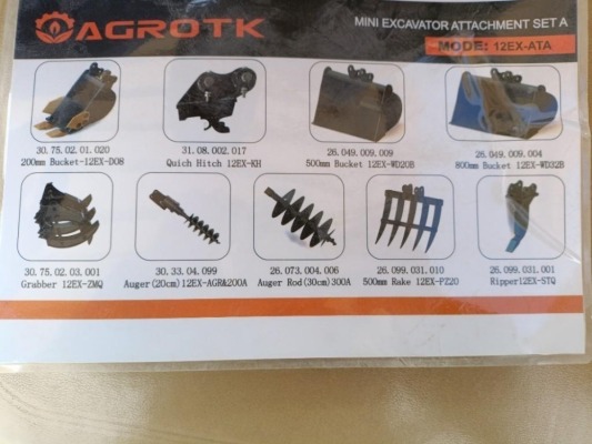 Unused AGT 12EX-ATA Mini Excavator Attachment Set