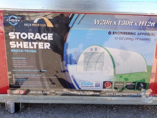 Unused Gold Mountain Storage Shelter W20ft x L30ft x H12ft