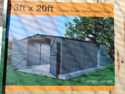 Unused Single Garage Metal Shed 13ft x 20ft