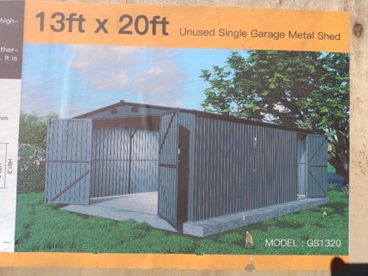 Unused Single Garage Metal Shed 13ft x 20ft