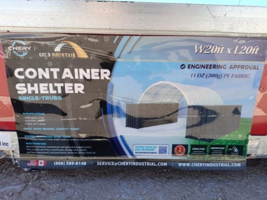 Unused Gold Mountain Container Shelter W20ft x L20ft