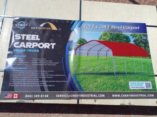 Unused Chery 12ft x 20ft Steel Carport