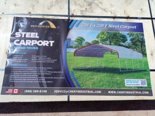 Unused Chery 20ft x 20ft Steel Carport