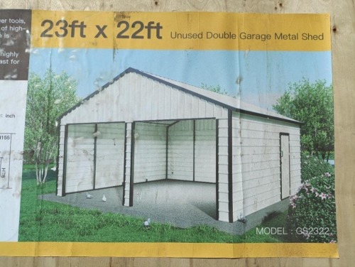 Unused Double Garage Metal Shed 23ft x 22ft