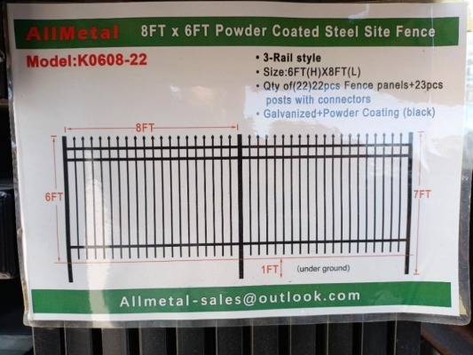 Unused (22) Pcs 8ft x 6ft Power Coated Steel Site Fence