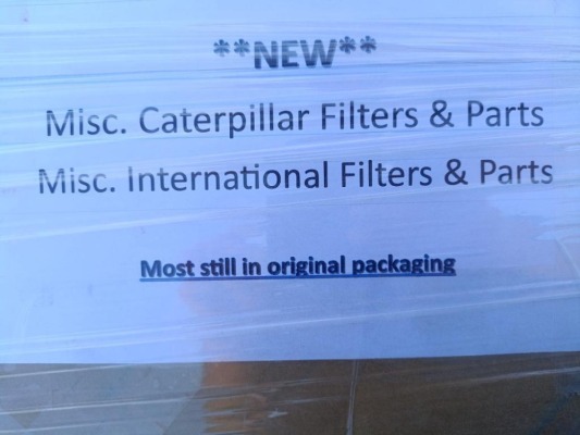 Pallet of Misc Caterpillar &amp; International Filters &amp; Parts