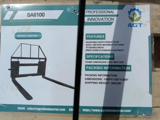 Unused AGT SAII100 Pallet Forks (Skid Steer Attachment)