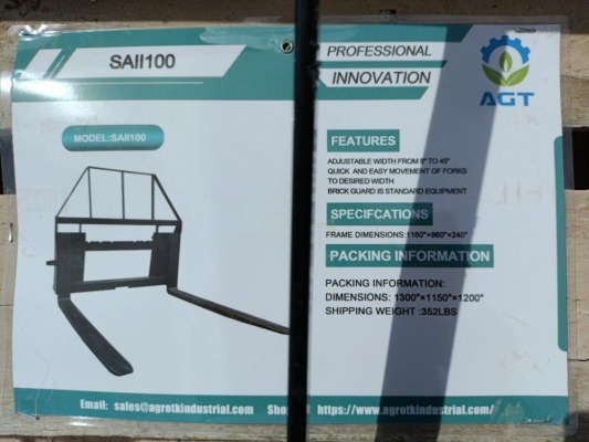 Unused AGT SAII100 Pallet Forks (Skid Steer Attachment)