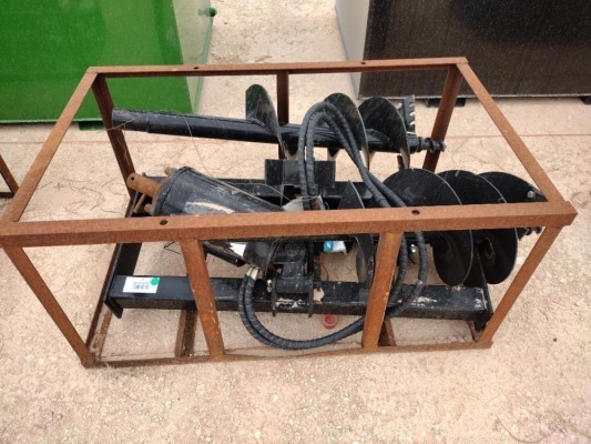 Unused Mower King Post Hole Auger/Skid Steer Attachment