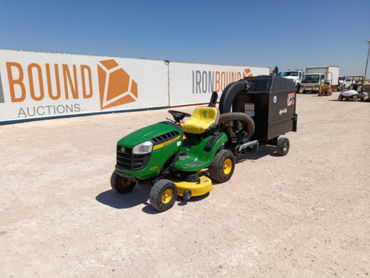 John Deere D105 Riding Mower w/Agri Fab Mow-N-Vac Cart