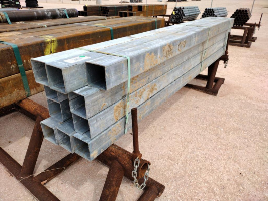 (12) pcs of 4" Galvanized Square Tubing, Misc Length