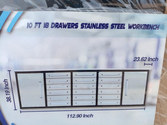 Unused 10Ft 18 Drawers Stainless Steel Workbench/Tool Chest