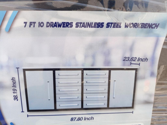 Unused 7Ft 10 Drawers Stainless Steel Workbench/Tool Chest