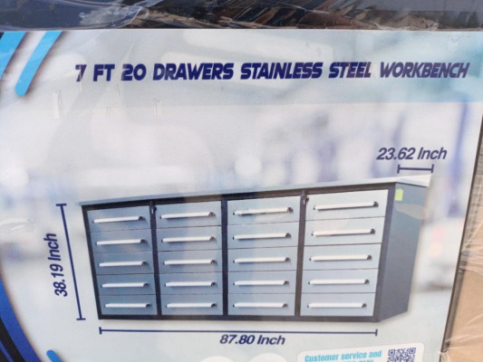 Unused 7Ft 10 Drawers Stainless Steel Workbench/Tool Chest