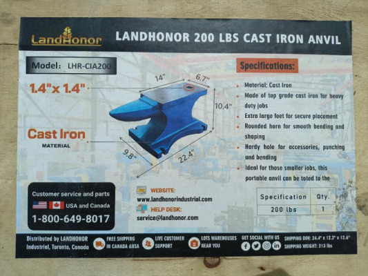 Unused Landhonor200Lb Cast Iron Anvil