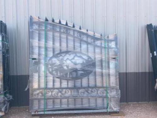 Unused Greatbear 14Ft Bi-Parting Wrought Iron Gate with "DEER" Artwork.