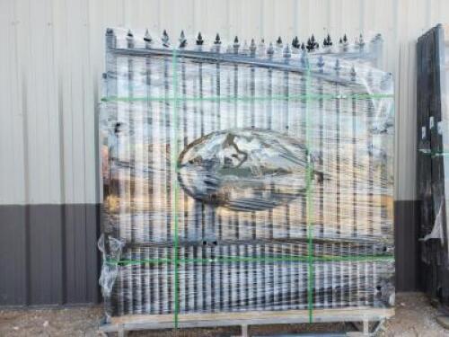 Unused Greatbear 14Ft Bi-Parting Wrought Iron Gate with "COW" Artwork.