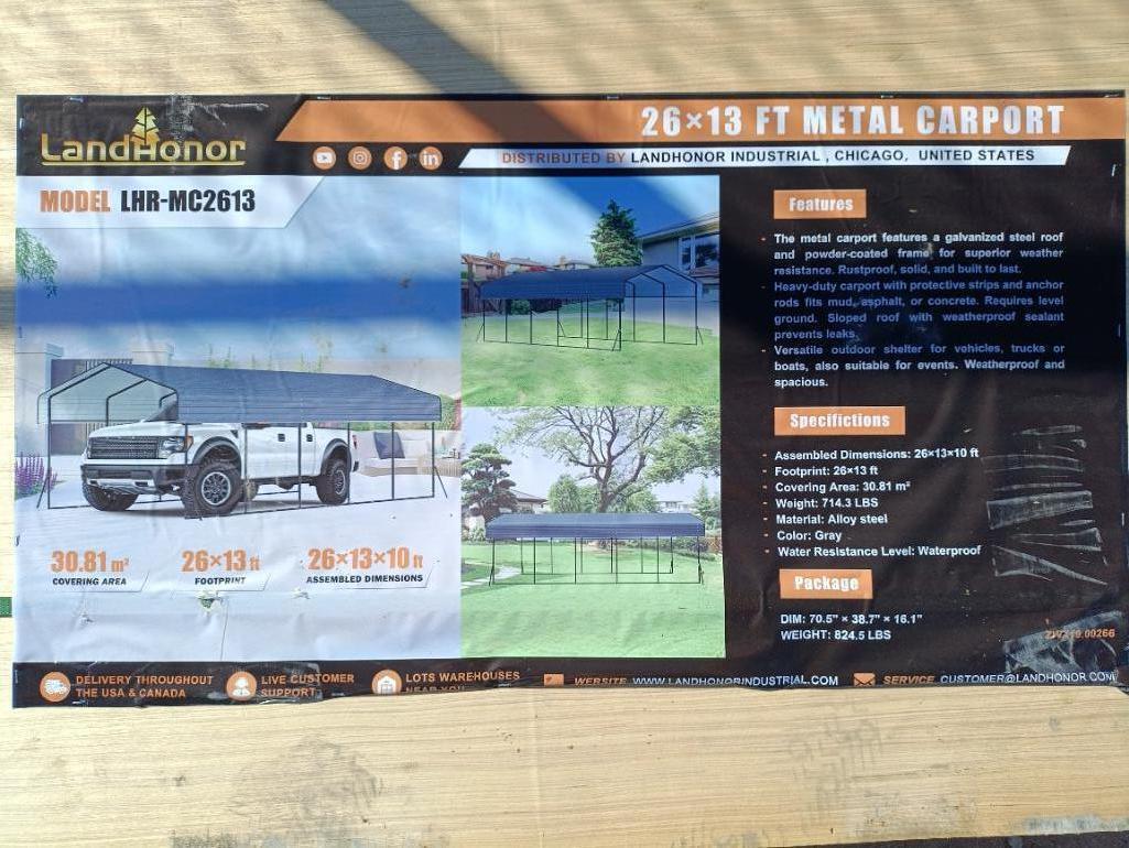 Landhonor LHR-MC2613 26ft x 13ft x 10ft Metal Carport