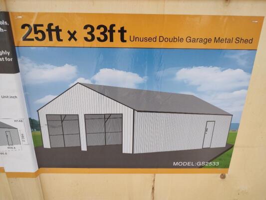 SD Lanch GS2533 25ft x 33ft Double Garage Metal Shed